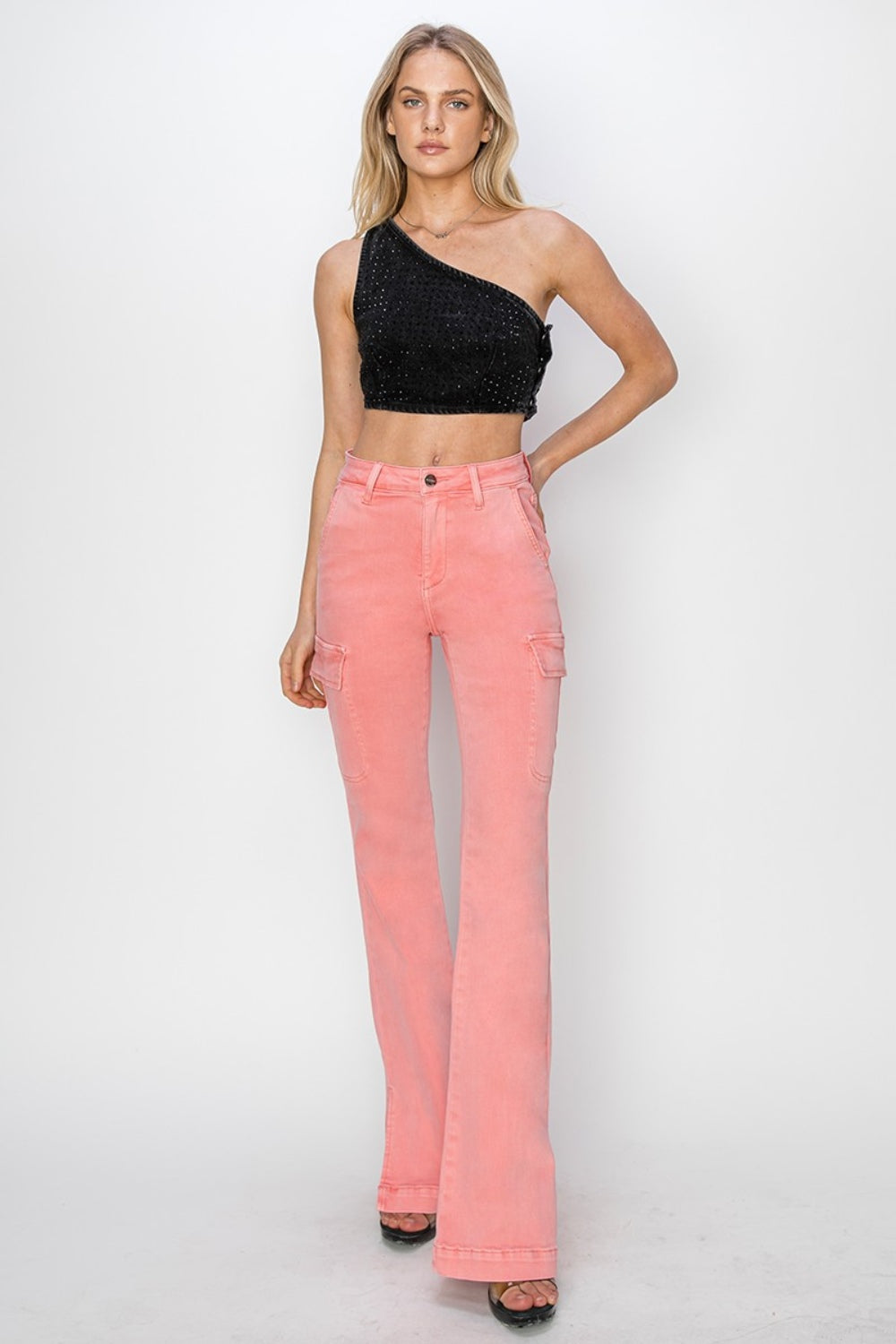 Daria High Rise Side Slit Cargo Bootcut Jeans