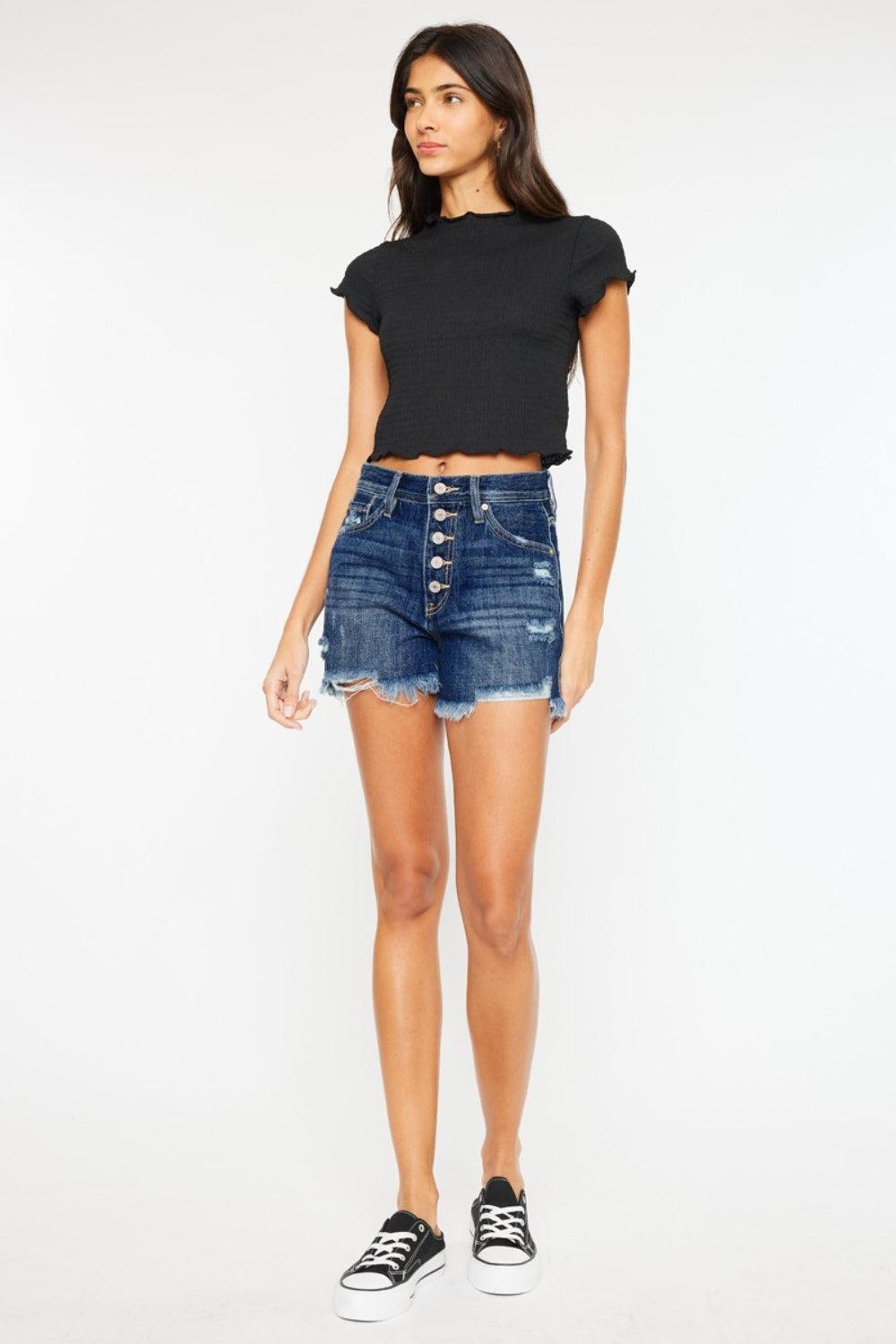 Marisa Raw Hem Button-Fly Denim Shorts