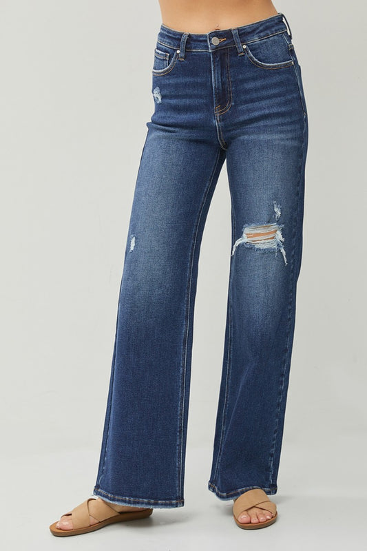 Lennox High Rise Distressed Wide Leg Jeans