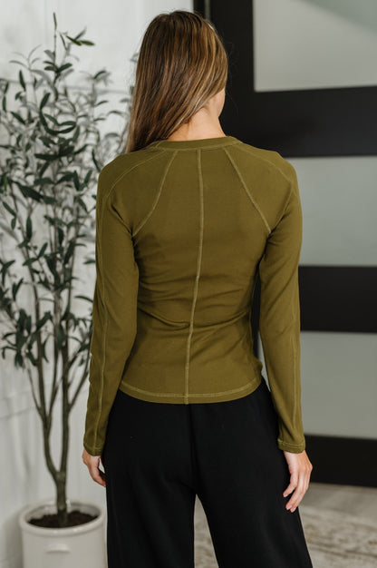 Effortless Edge Knit Henley Top in Camo Green - Driftwood Boutique