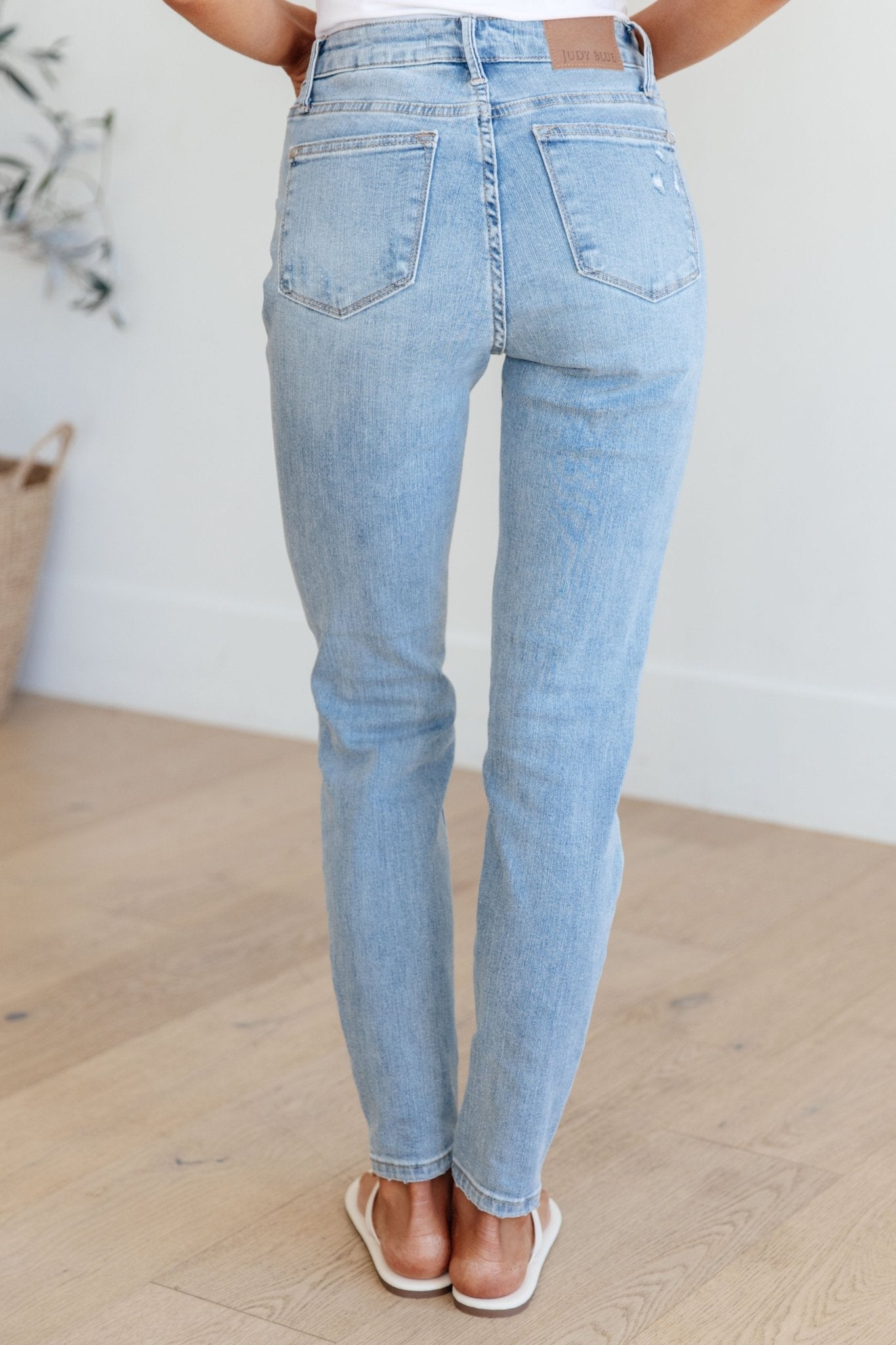 Eloise Mid Rise Control Top Distressed Skinny Jeans - Driftwood Boutique