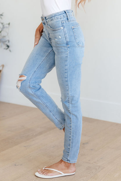Eloise Mid Rise Control Top Distressed Skinny Jeans - Driftwood Boutique