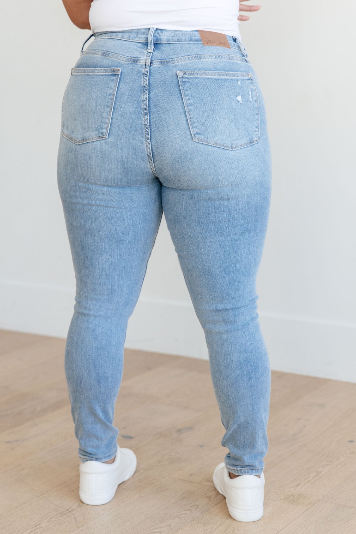 Eloise Mid Rise Control Top Distressed Skinny Jeans - Driftwood Boutique