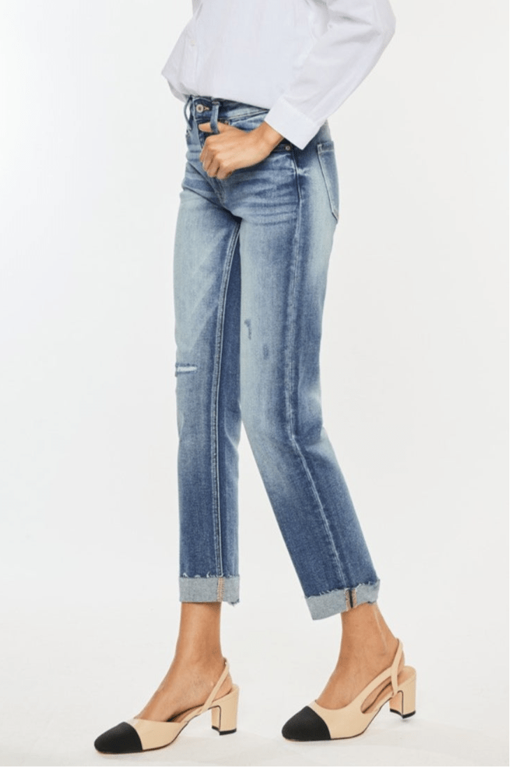 Estelle High Rise Cuffed Straight Jeans - Driftwood Boutique