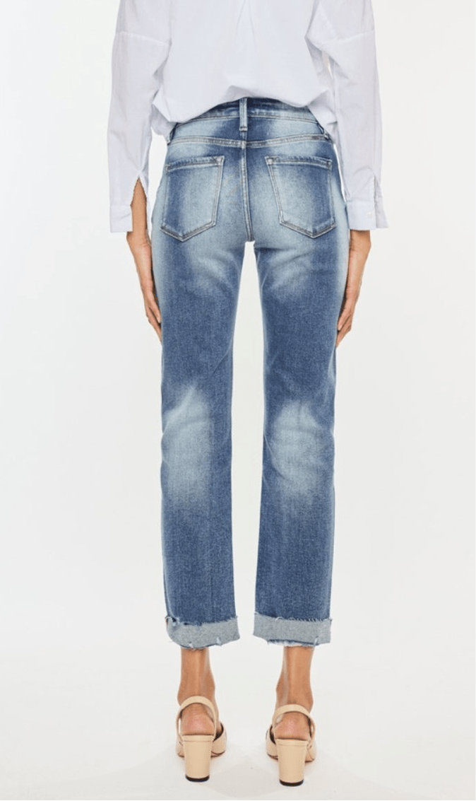 Estelle High Rise Cuffed Straight Jeans - Driftwood Boutique