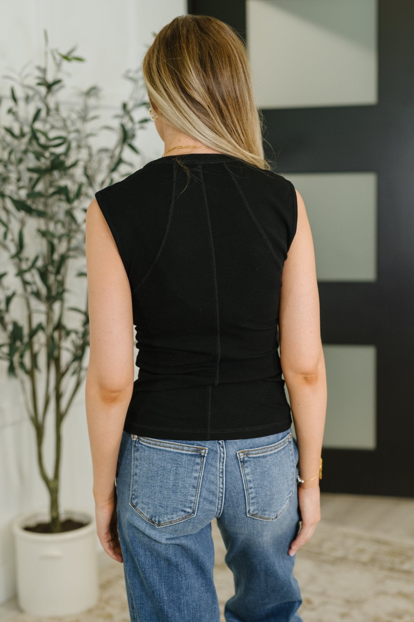 Everyday Edge Knit Henley Tank in Black - Driftwood Boutique