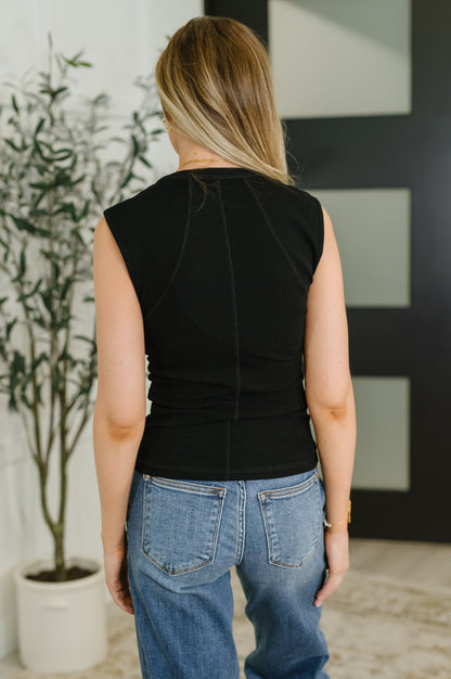Everyday Edge Knit Henley Tank in Black - Driftwood Boutique
