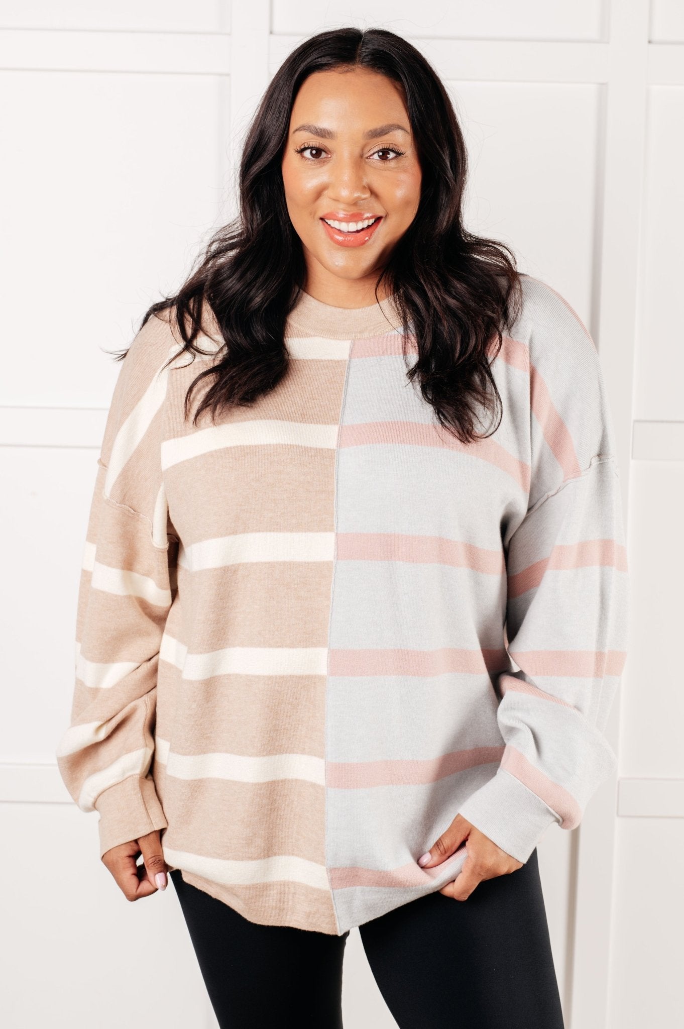 Exceptional Thought Striped Patchwork Sweater - Driftwood Boutique