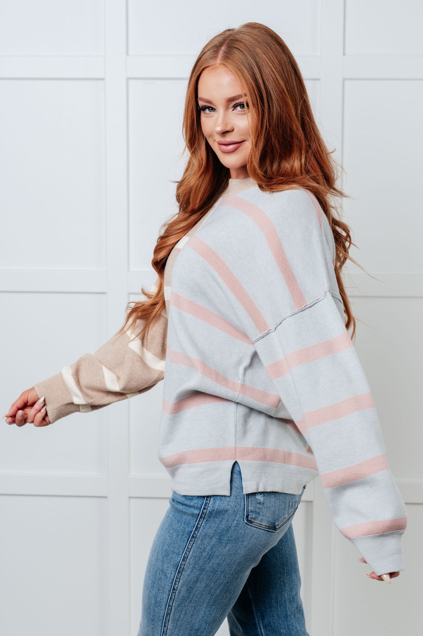 Exceptional Thought Striped Patchwork Sweater - Driftwood Boutique