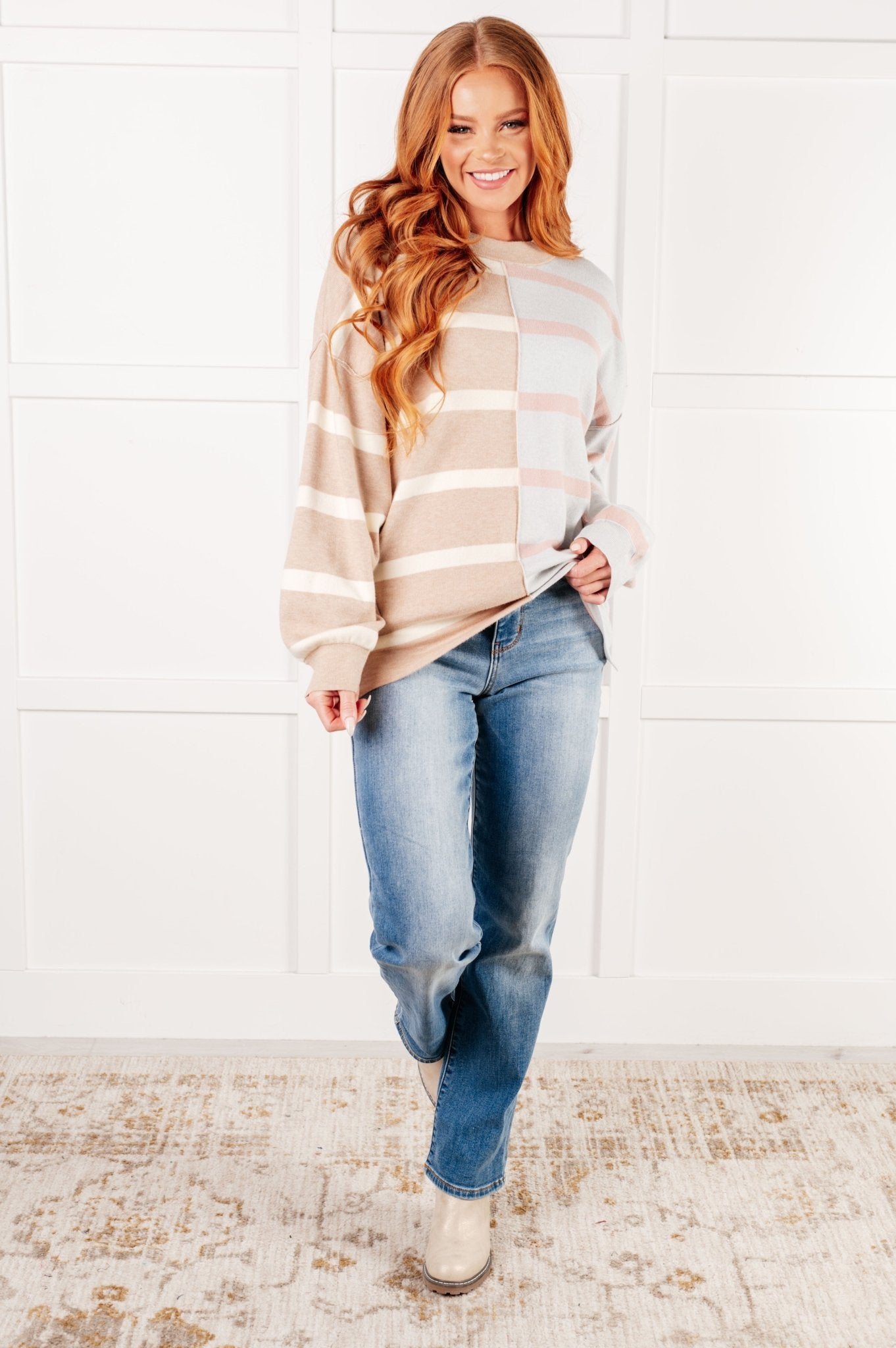 Exceptional Thought Striped Patchwork Sweater - Driftwood Boutique