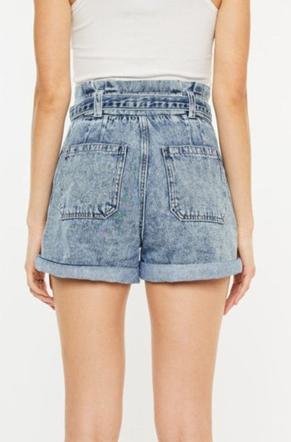 Leigh Ultra High Rise Paperbag Denim Shorts