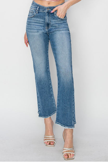 Ava High Rise Slim Straight Cropped Jeans