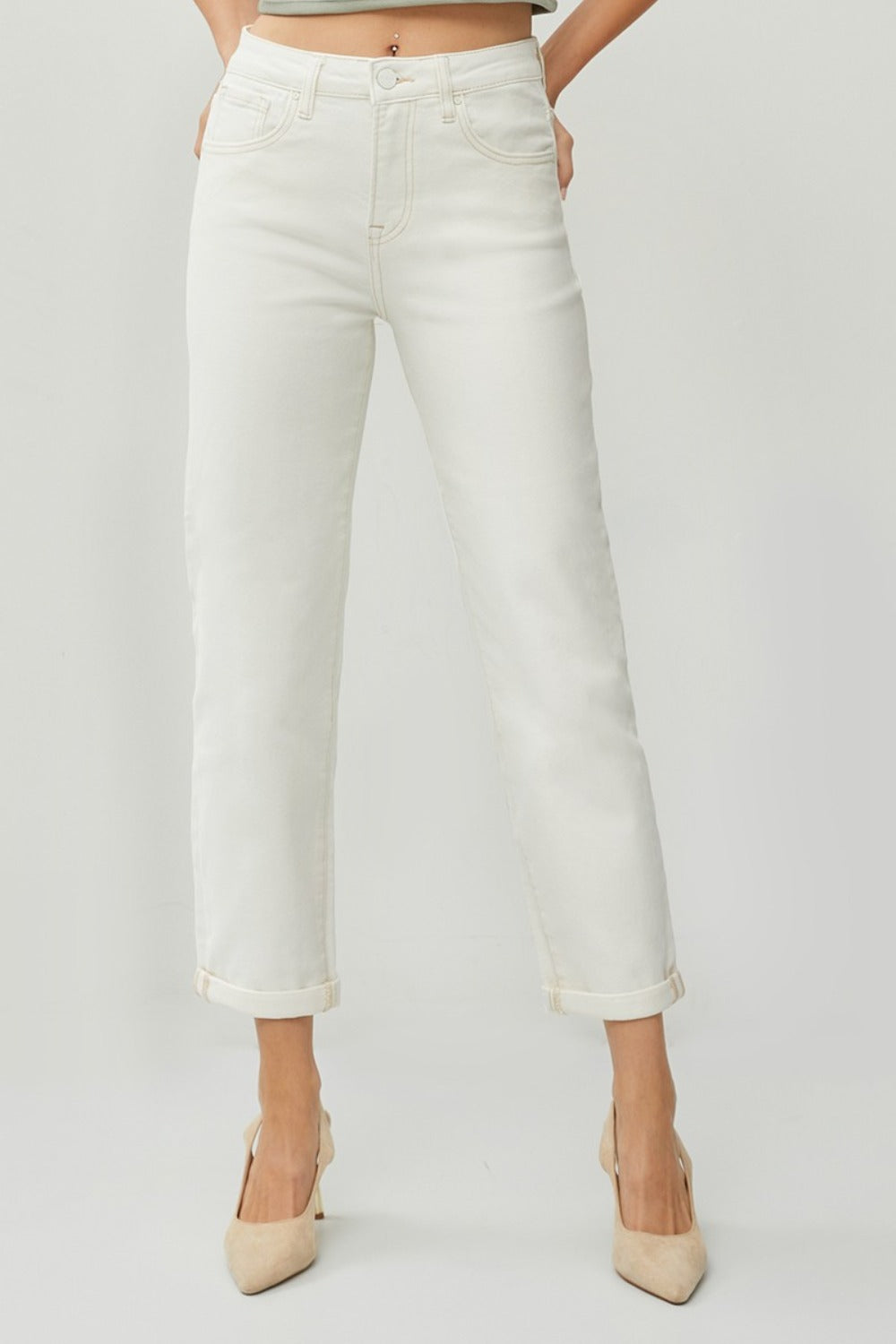 Rayanne High Rise Rolled Hem Cropped Straight Jeans