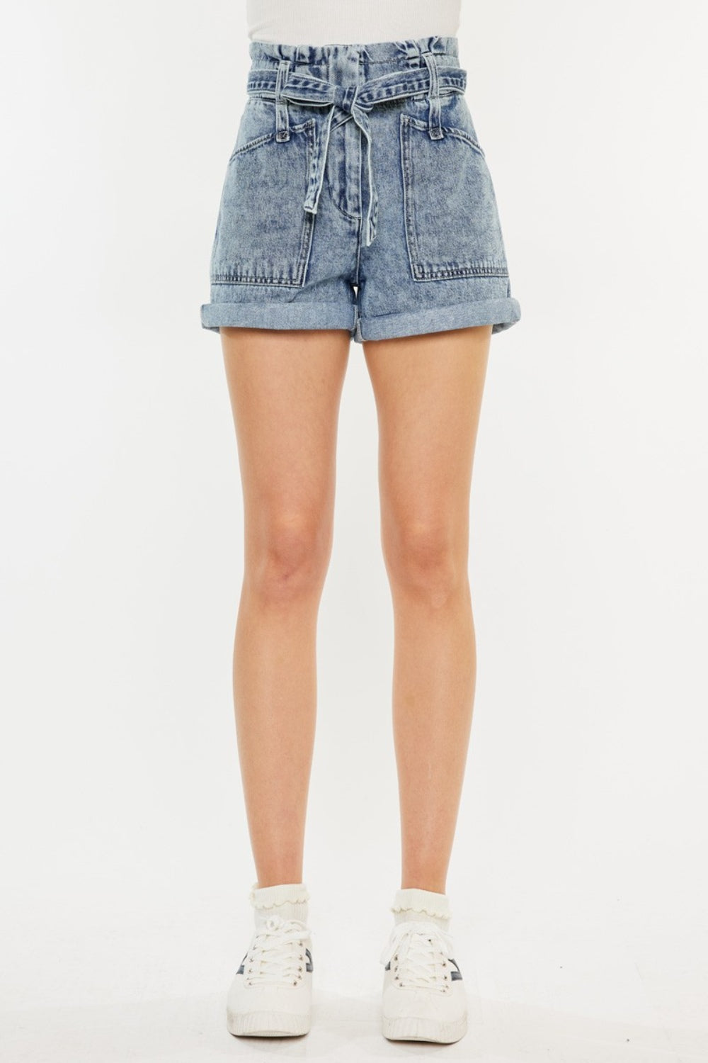 Leigh Ultra High Rise Paperbag Denim Shorts