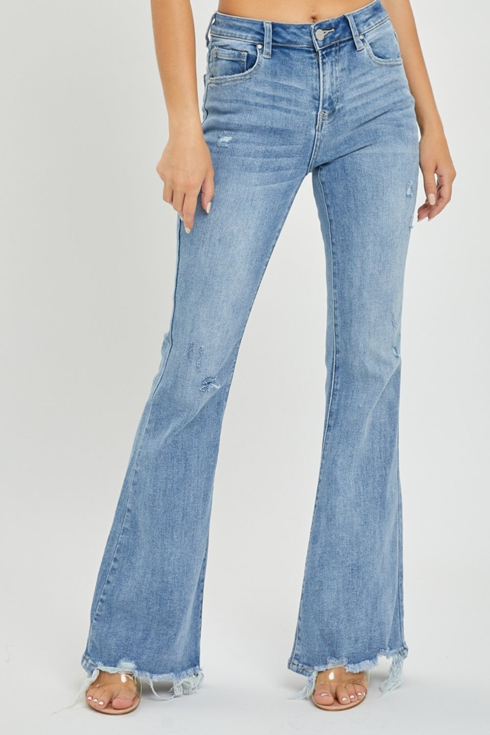 Savannah High Rise Frayed Hem Flare Jeans