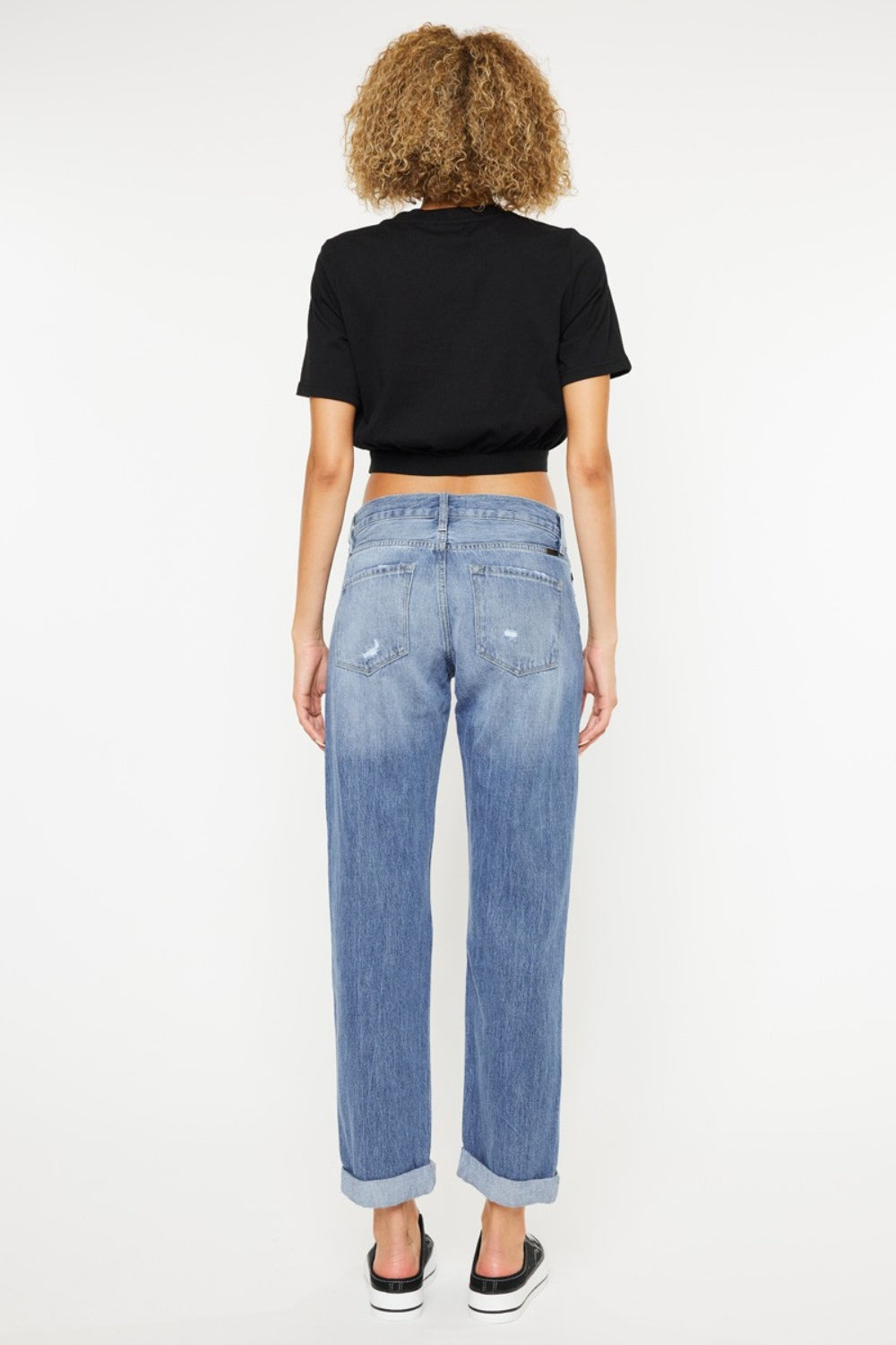 Charlene Mid Rise Distressed Straight Jeans