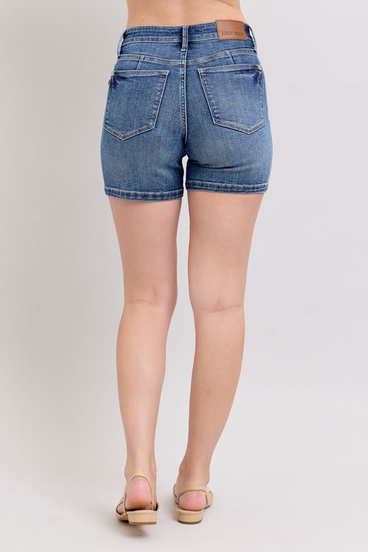 Fiona Mid - Rise Tummy Control Denim Shorts - Driftwood Boutique