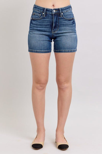 Fiona Mid - Rise Tummy Control Denim Shorts - Driftwood Boutique
