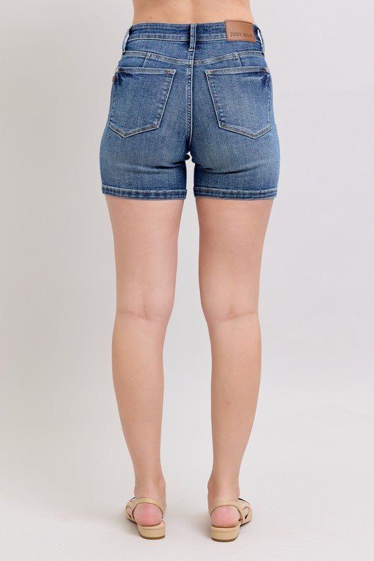Fiona Mid - Rise Tummy Control Denim Shorts - Driftwood Boutique