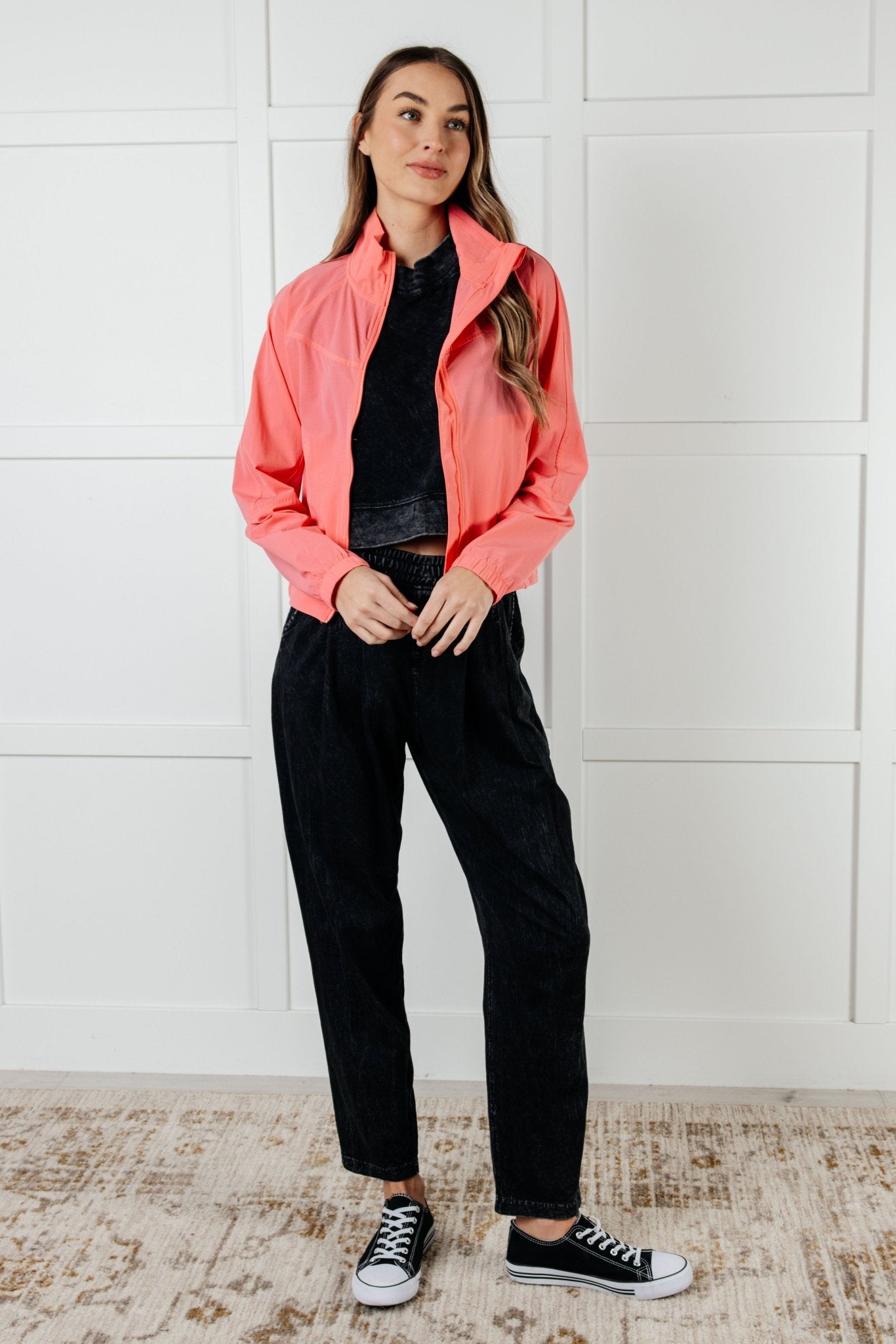 Fit Happens Nylon Tennis Jacket in Coral Rose - Driftwood Boutique