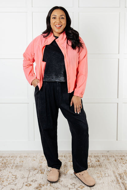 Fit Happens Nylon Tennis Jacket in Coral Rose - Driftwood Boutique