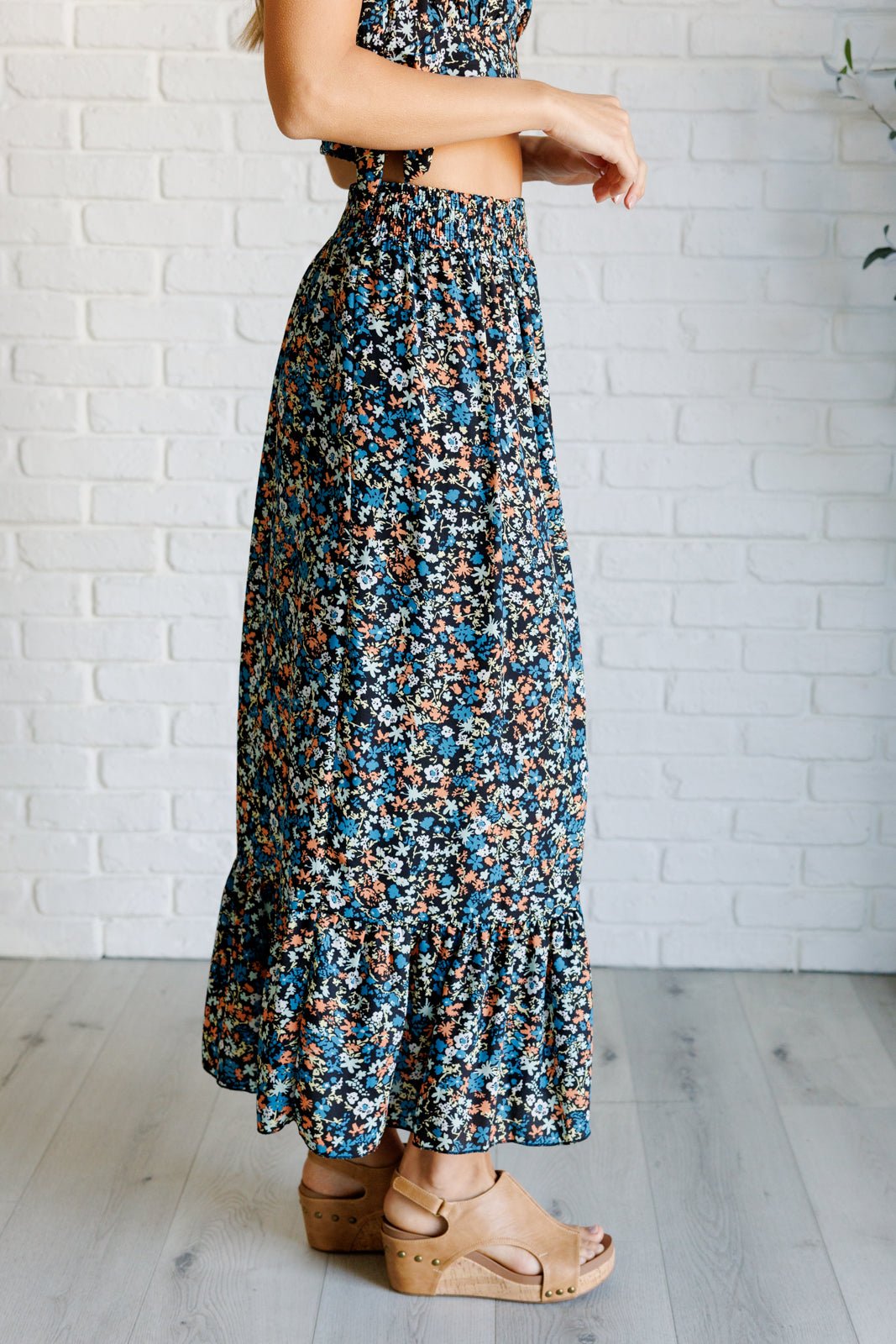 Flutter of Florals V - Neck Crop and Skirt Set - Driftwood Boutique