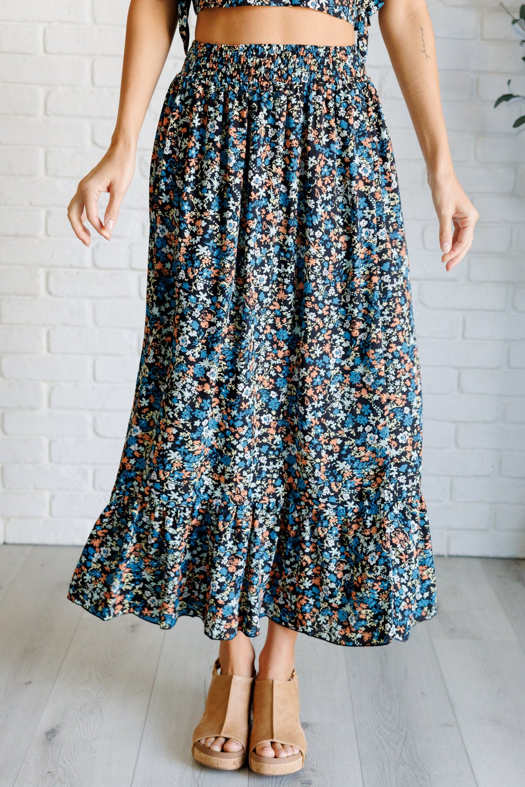 Flutter of Florals V - Neck Crop and Skirt Set - Driftwood Boutique