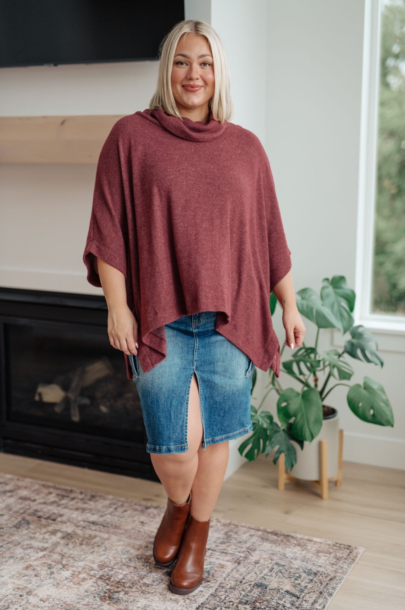Forgive Me Cowl Neck Poncho - Driftwood Boutique