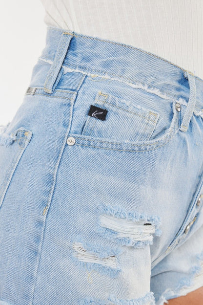 Gigi High Rise Distressed Button Fly Denim Shorts - Driftwood Boutique