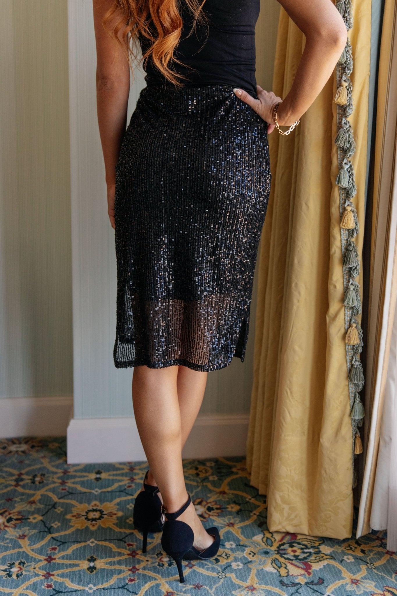 Gilded Age Sequin Skirt in Black - Driftwood Boutique
