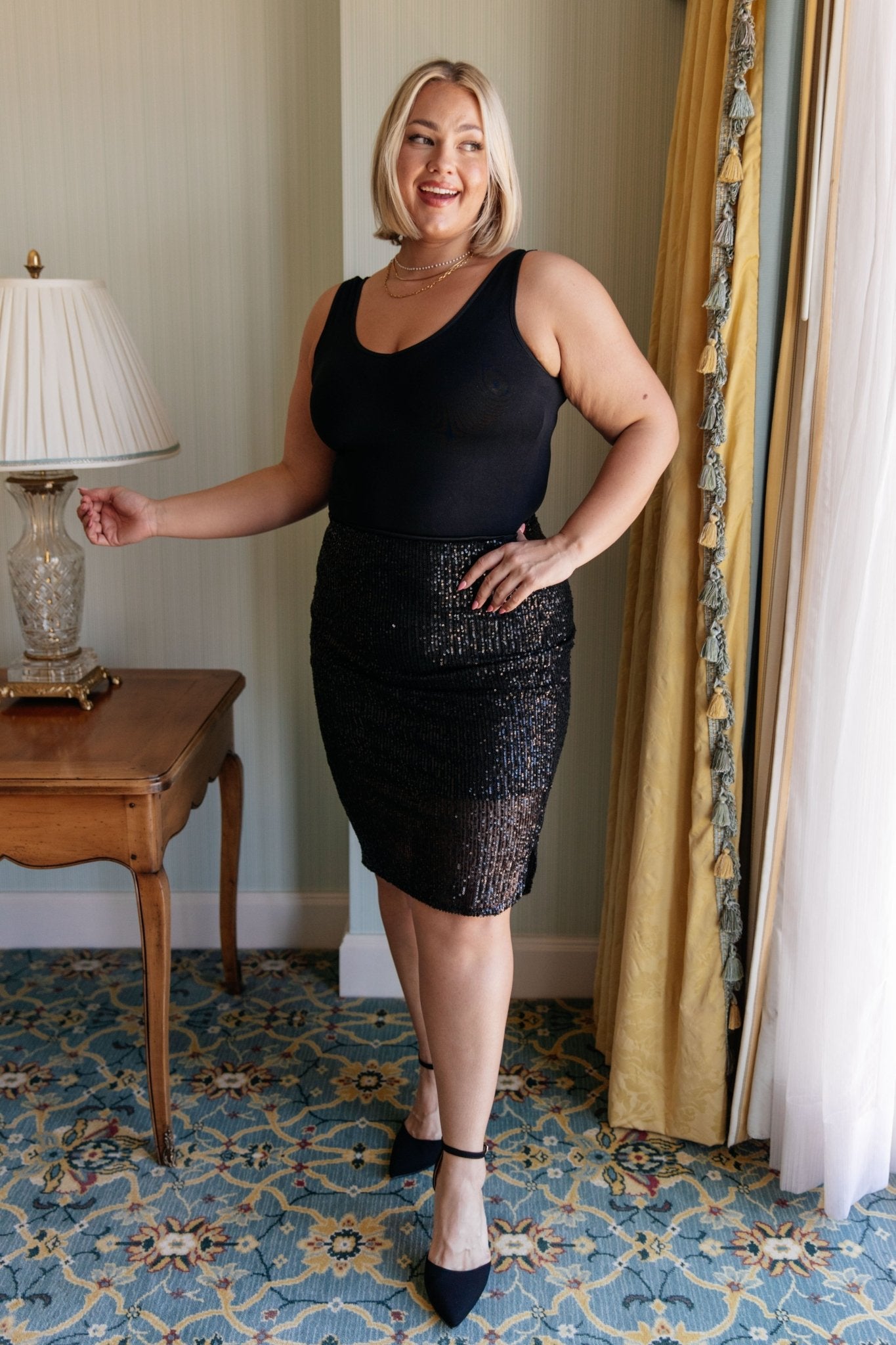 Gilded Age Sequin Skirt in Black - Driftwood Boutique