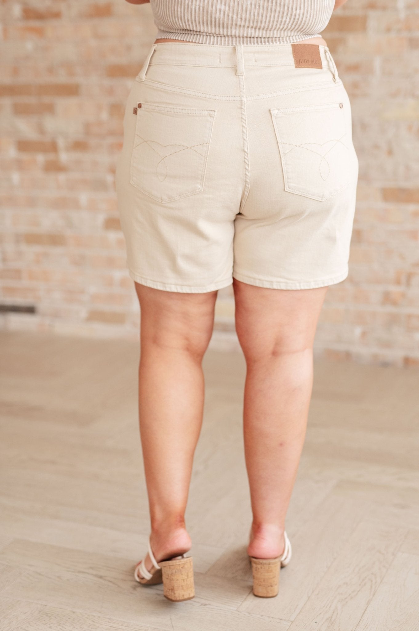 Greta High Rise Garment Dyed Shorts in Bone - Driftwood Boutique