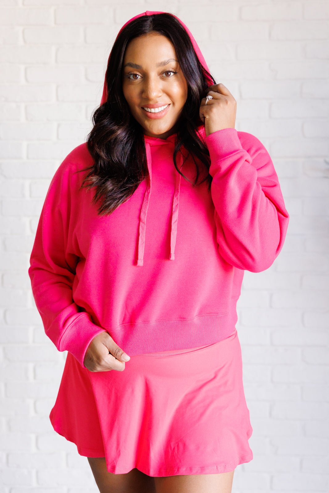 Had Me in the First Half Pullover Hoodie in Flamingo Pink - Driftwood Boutique