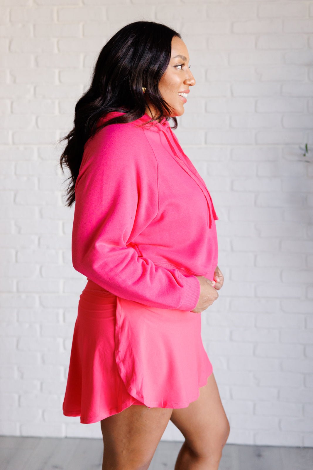 Had Me in the First Half Pullover Hoodie in Flamingo Pink - Driftwood Boutique
