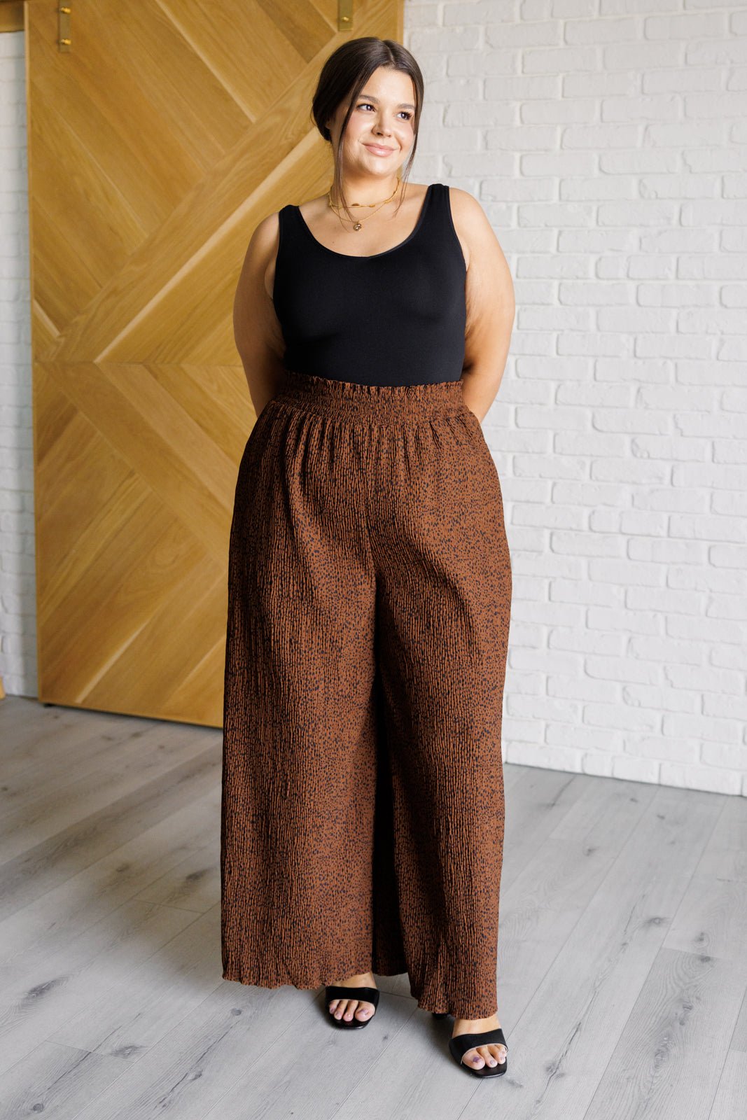 Harmony High Rise Wide Leg Pants in Brown - Driftwood Boutique