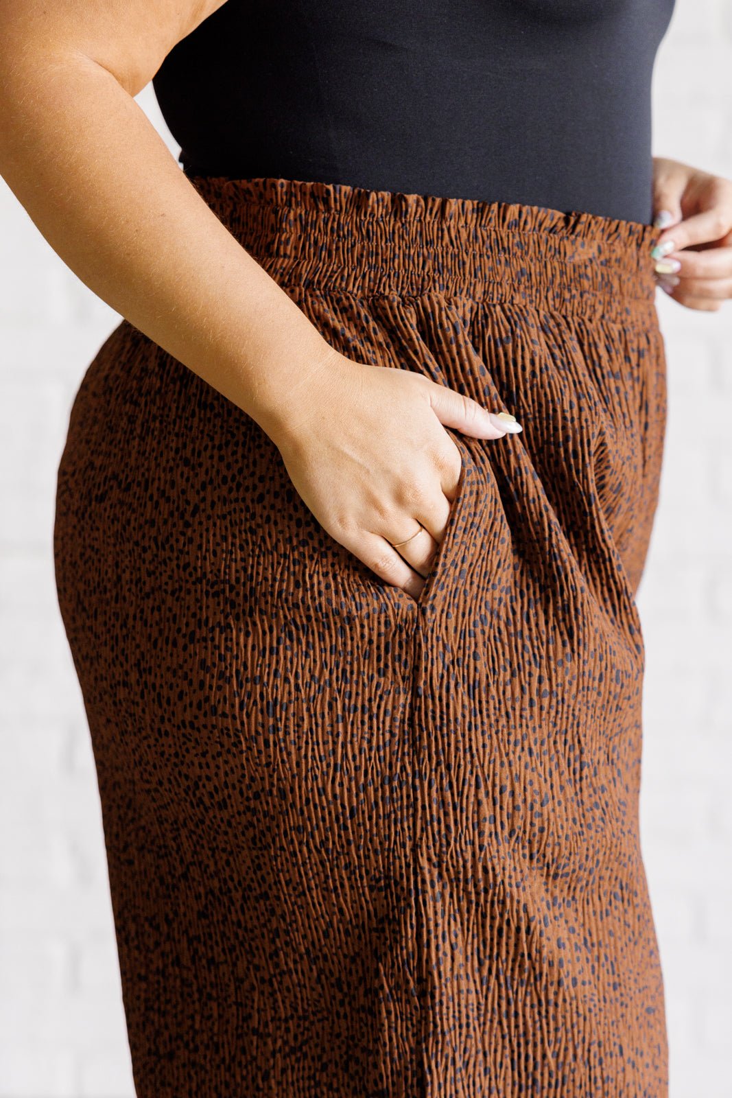 Harmony High Rise Wide Leg Pants in Brown - Driftwood Boutique