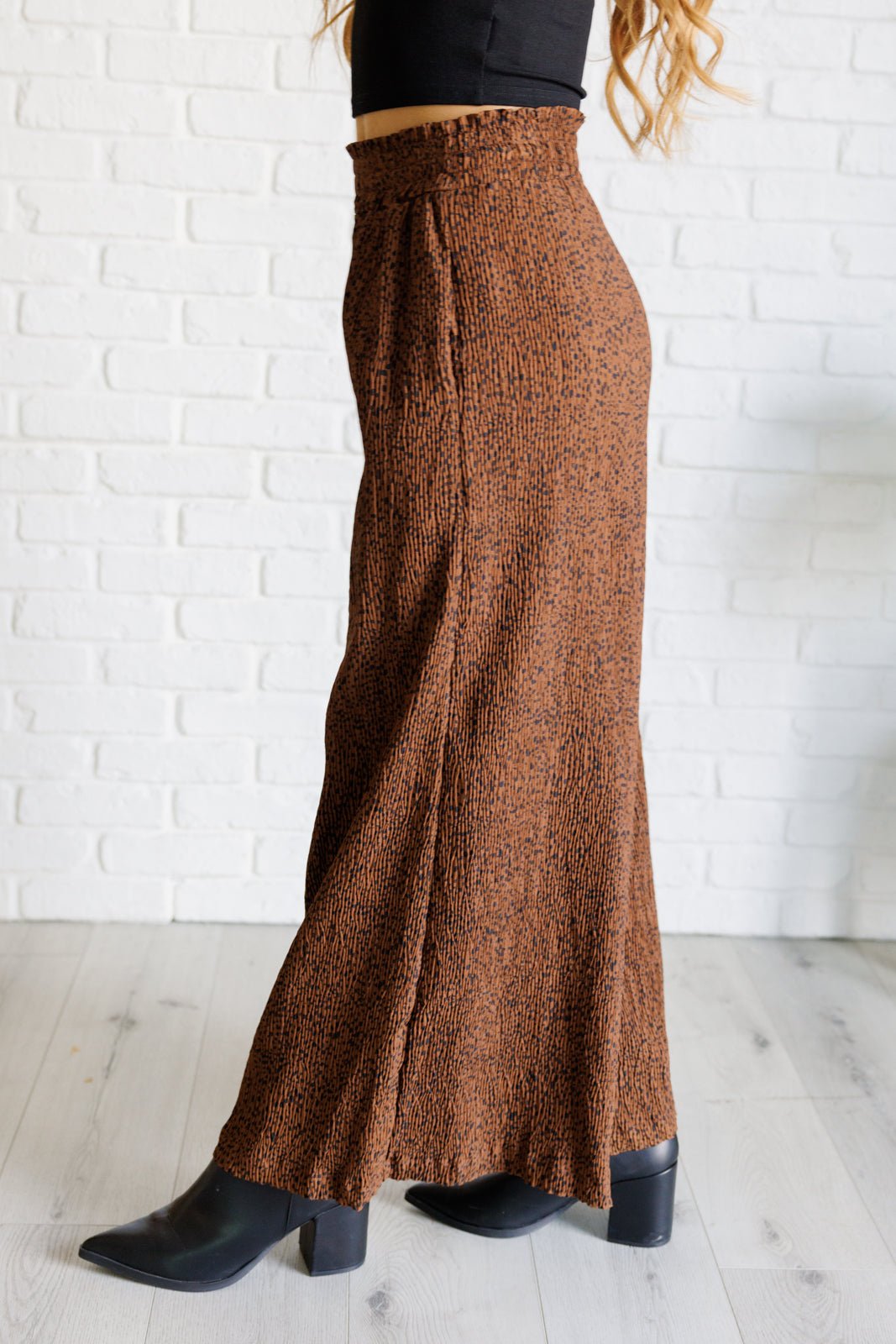 Harmony High Rise Wide Leg Pants in Brown - Driftwood Boutique