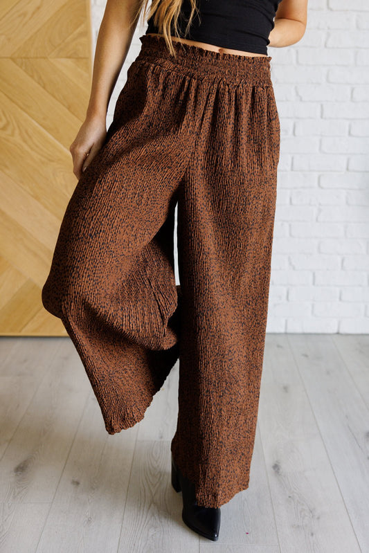 Harmony High Rise Wide Leg Pants in Brown - Driftwood Boutique