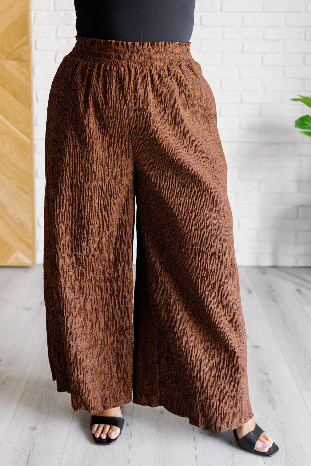 Harmony High Rise Wide Leg Pants in Brown - Driftwood Boutique