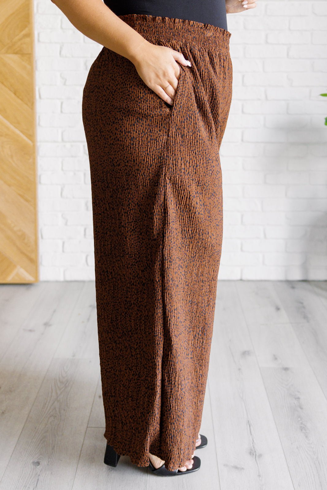 Harmony High Rise Wide Leg Pants in Brown - Driftwood Boutique