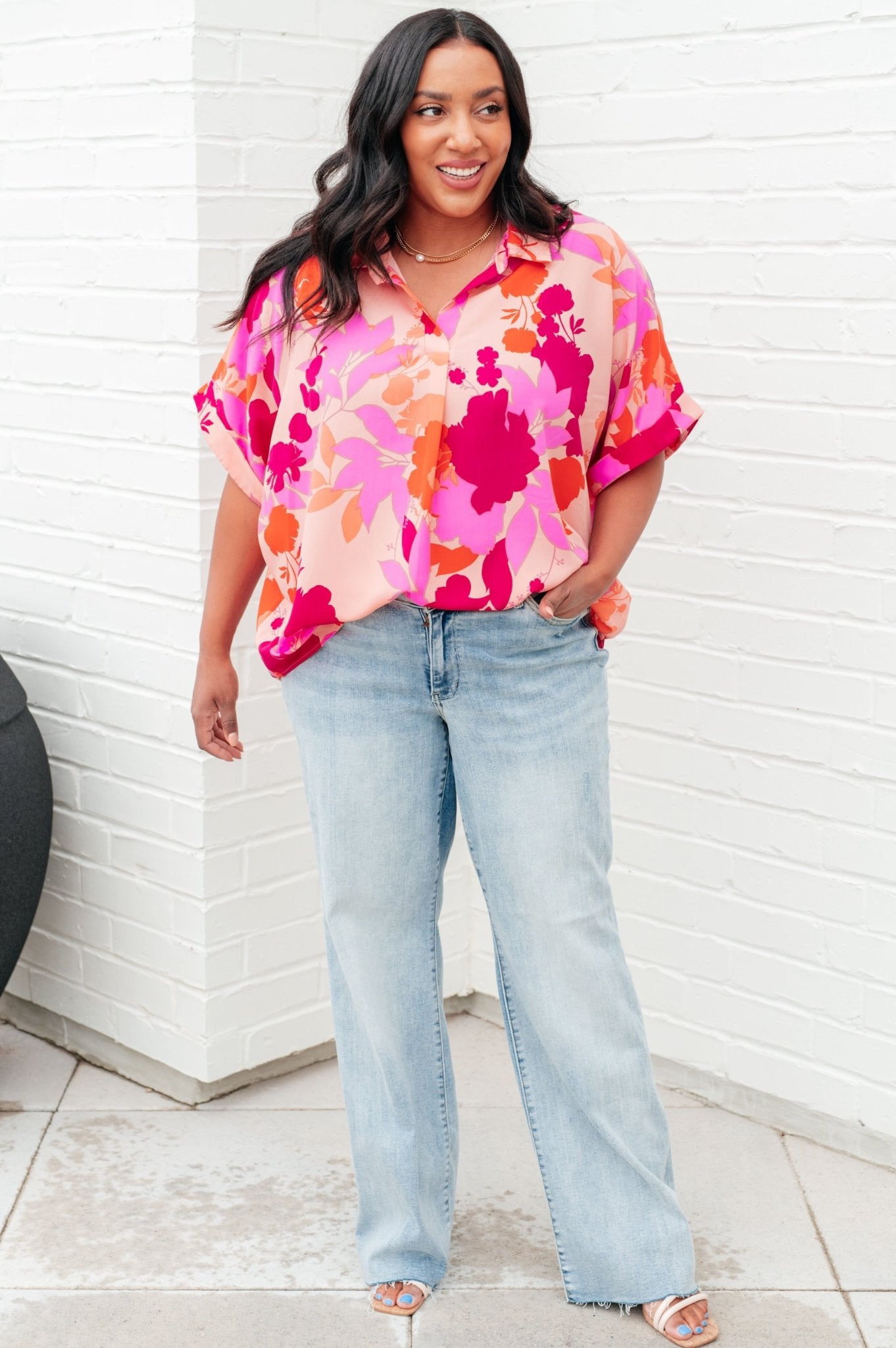 Hazy Cosmic Relaxed Floral Blouse - Driftwood Boutique