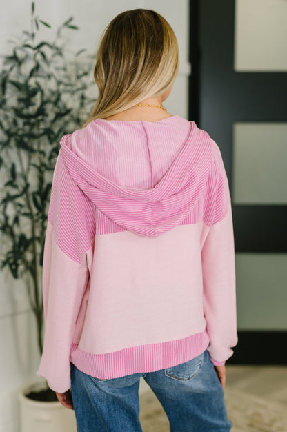 Here for Now Color Block Hoodie in Pink - Driftwood Boutique