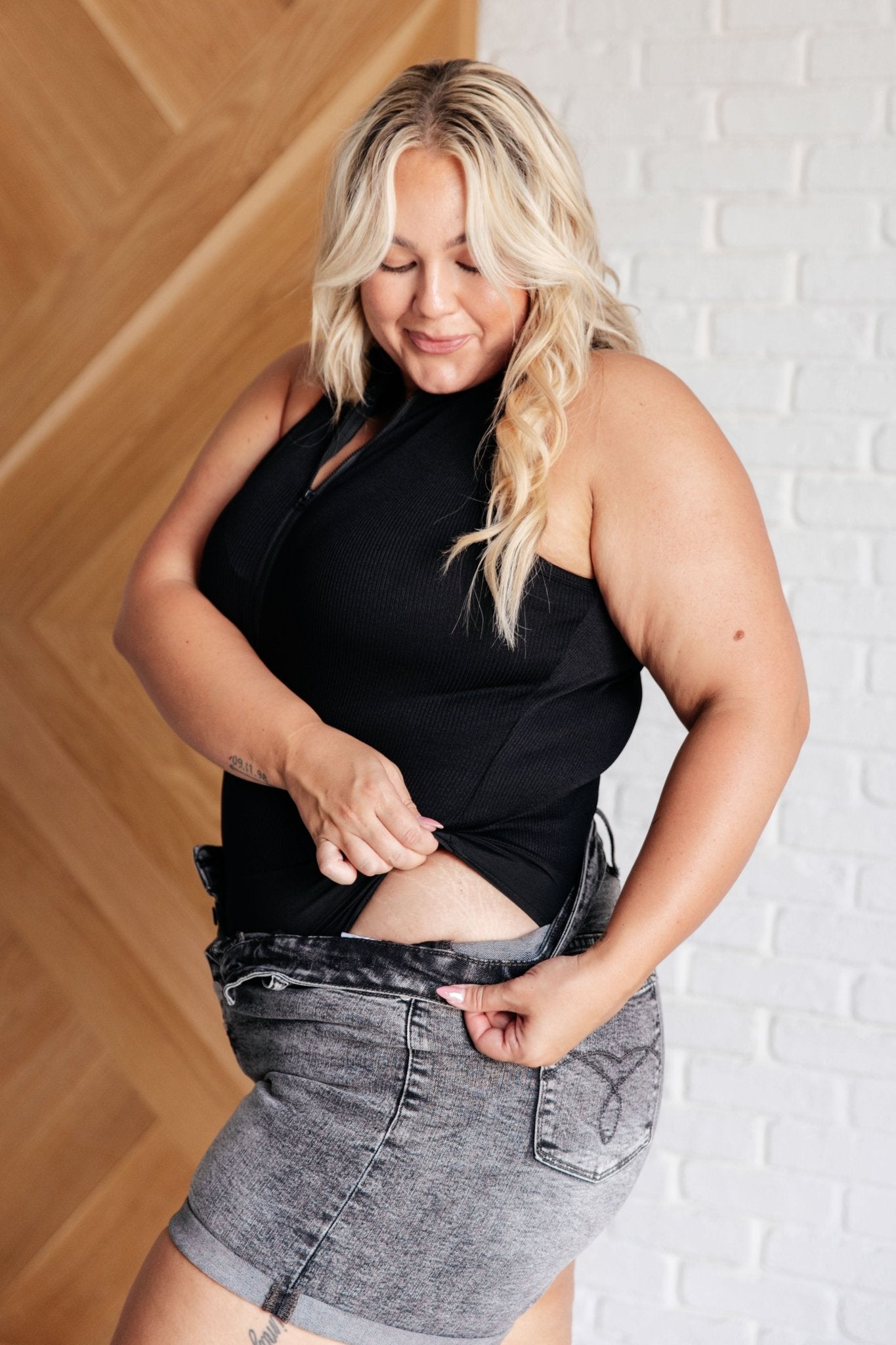 Higher and Higher Ribbed Zip Up Bodysuit - Driftwood Boutique