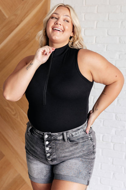 Higher and Higher Ribbed Zip Up Bodysuit - Driftwood Boutique