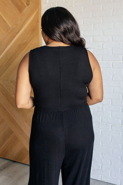 Hilary Wide Leg Jumpsuit in Black - Driftwood Boutique