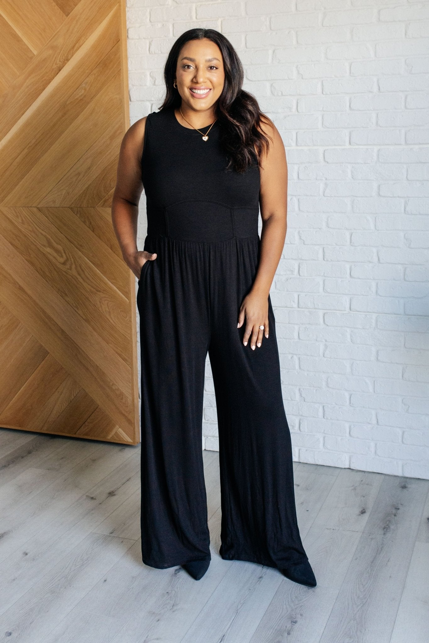 Hilary Wide Leg Jumpsuit in Black - Driftwood Boutique