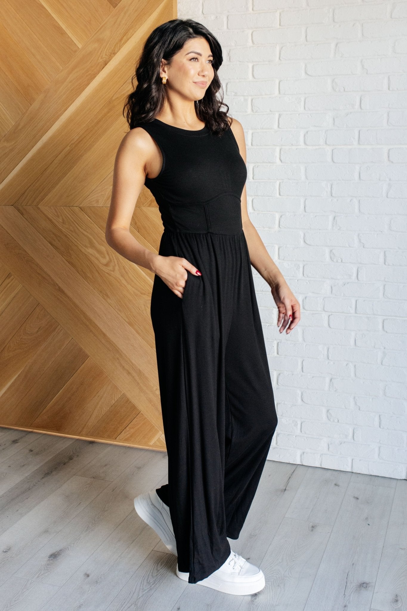 Hilary Wide Leg Jumpsuit in Black - Driftwood Boutique