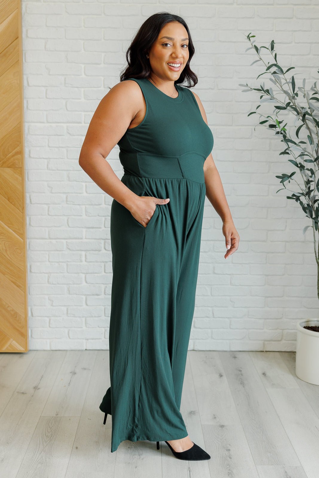 Hilary Wide Leg Jumpsuit in Green - Driftwood Boutique