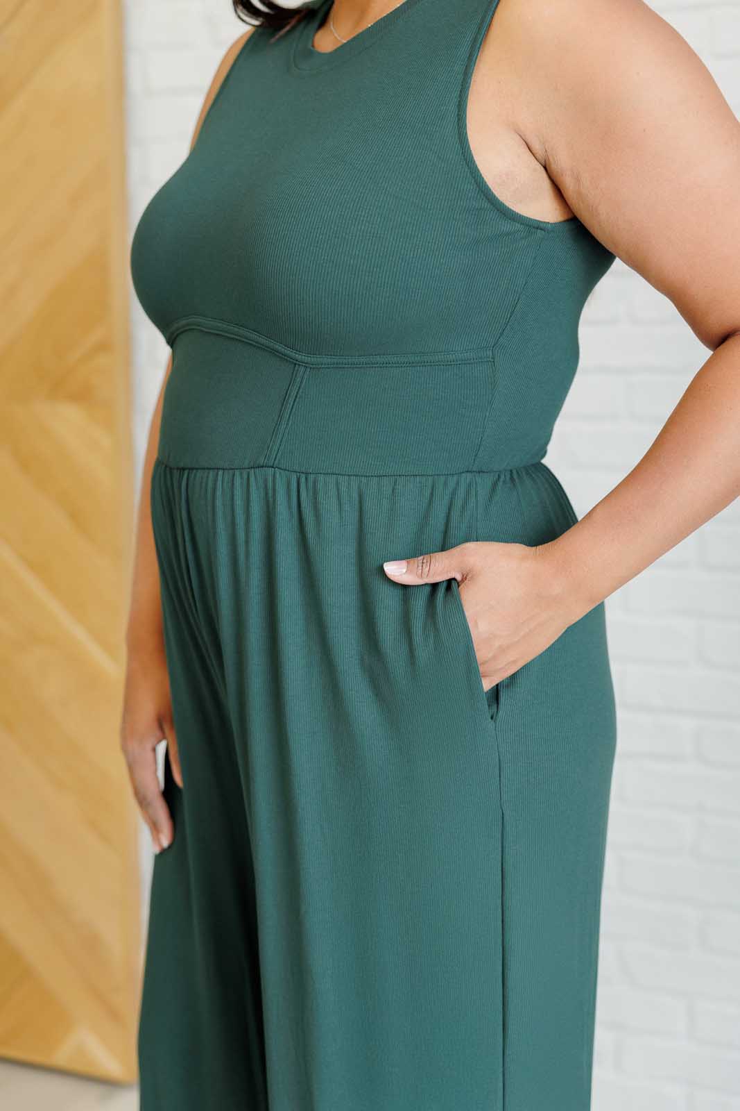 Hilary Wide Leg Jumpsuit in Green - Driftwood Boutique