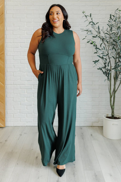 Hilary Wide Leg Jumpsuit in Green - Driftwood Boutique